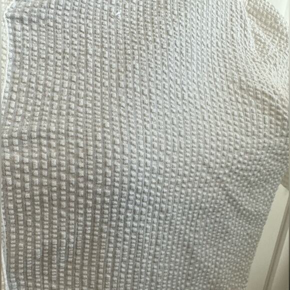 Anthropologie's Porridge Creamy White Ribbed-Like Textured Collar Button Down - Picture 5 of 9